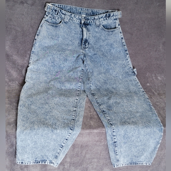 Women's Sz L (32x30) Acid Wash Barrel Denim Jeans Vintage Y2K Era - Picture 2 of 10